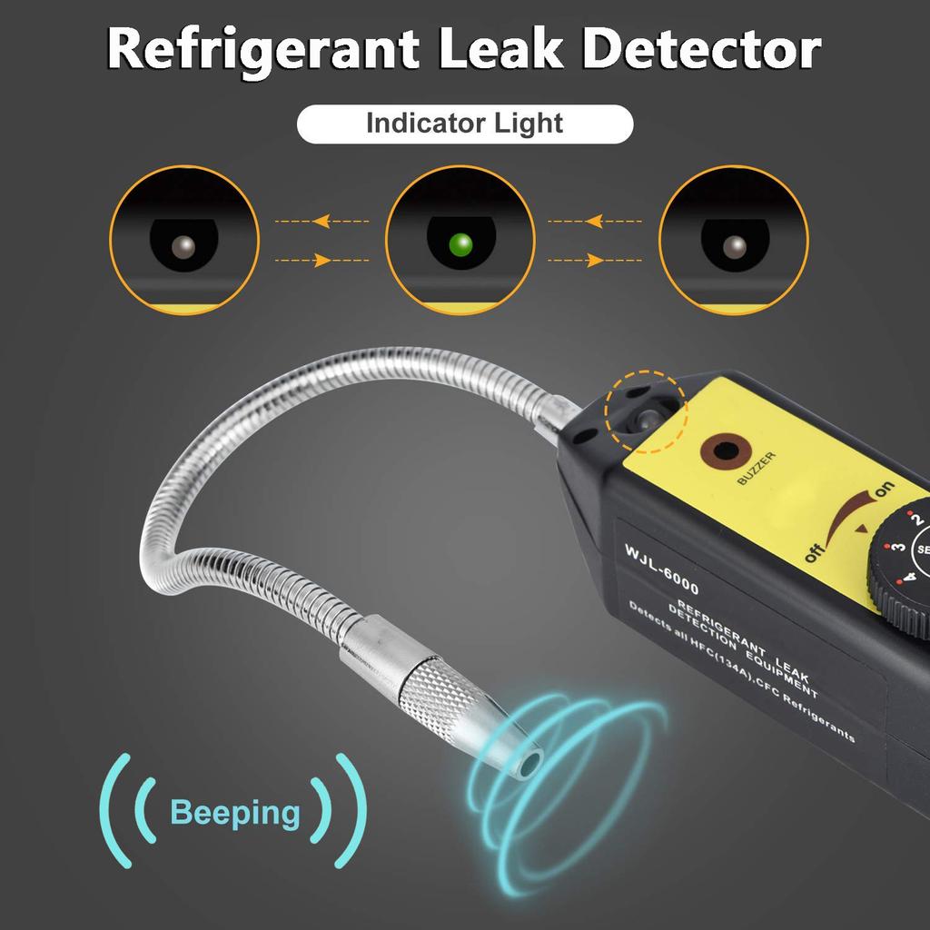 Freon Leak Detector Refrigerant Halogen Leak Detector Portable R134a R410a R22a R600a R290 CFCs HCFCs HFCs Tester Tool