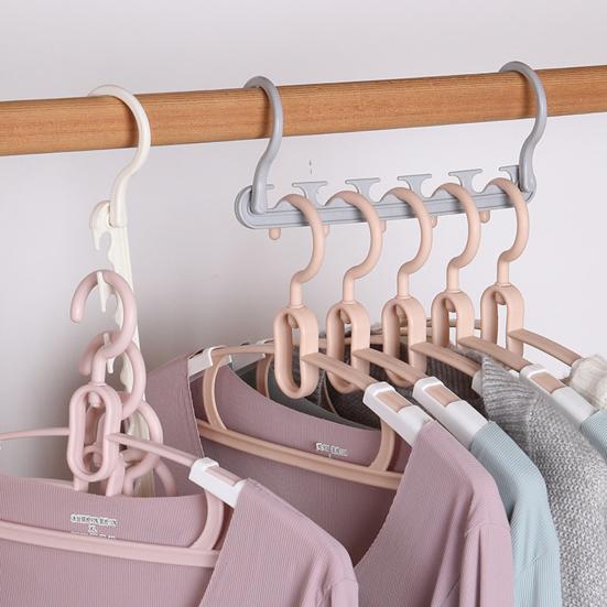 4Pcs Coat Hanger Wardrobe Organizer 360-Degree Rotation Strong Load-bearing 5 Slots Design Space-Saving Closet Organizer