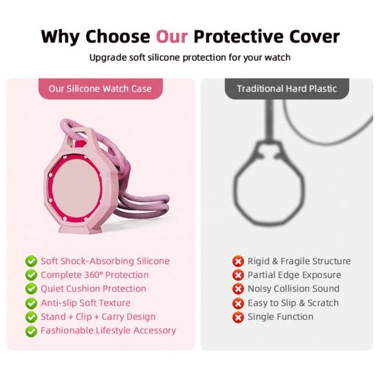 Soft Silicone Watch Protective Case Lightweight Octagonal Bumper Case with Strap