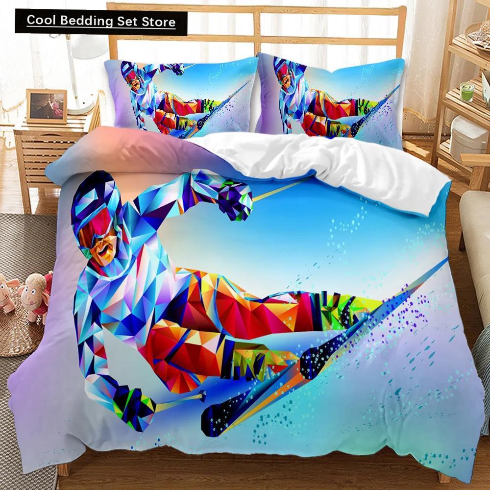 Comforter Skiing Snow Mountain Comforter Extreme Sports Game Polyester Snowboard Double Queen King Size