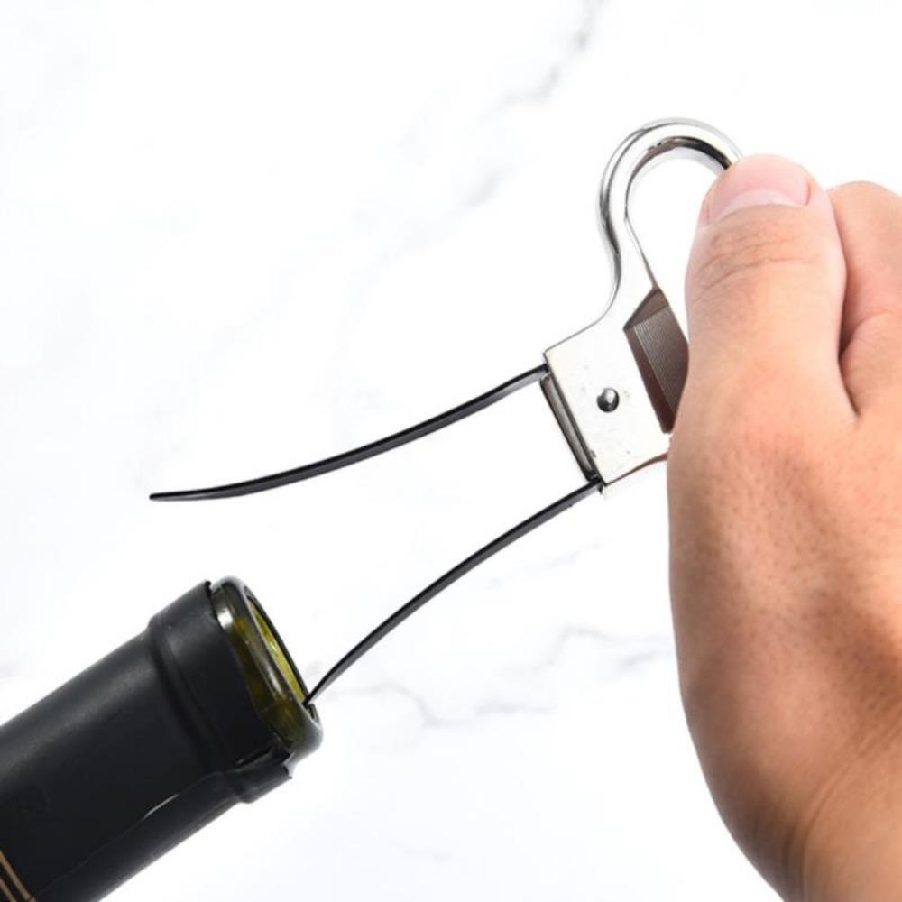 Manual Zinc Zinc Alloy Two-prong with Cover Wine Bottle Opener Kitchen Tool Wine Cork Puller Clip Corkscrew