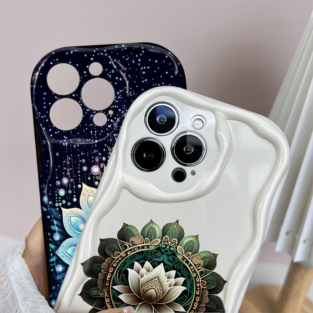 Cartoon Pattern Cream Texture Casing Wavy Edge Soft Silicone Cover Phone Case for IPhone Samsung Huawei Honor Xiaomi Redmi Infinix Tecno