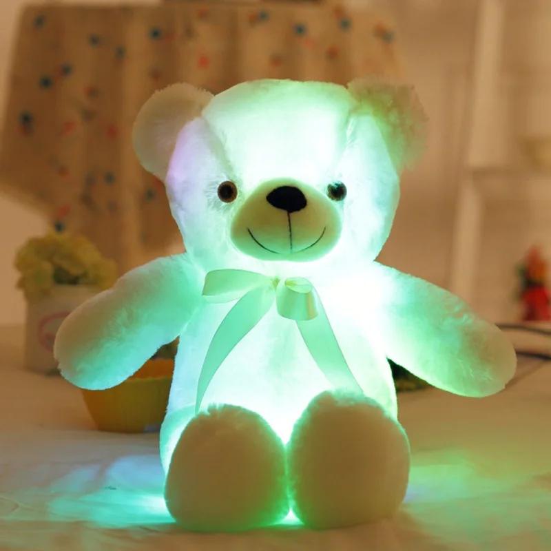 30cm Luminous Creative Light Up LED Bear Stuffed Animal Plush Toy Colorful Glowing Bear Christmas Gift for Kid