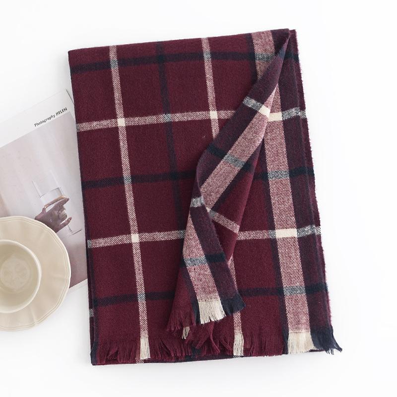 European and American Plaid Scarf Women's Fashion Commuting Imitation Cashmere Simple Versatile Shawl Warm Scarf Winter