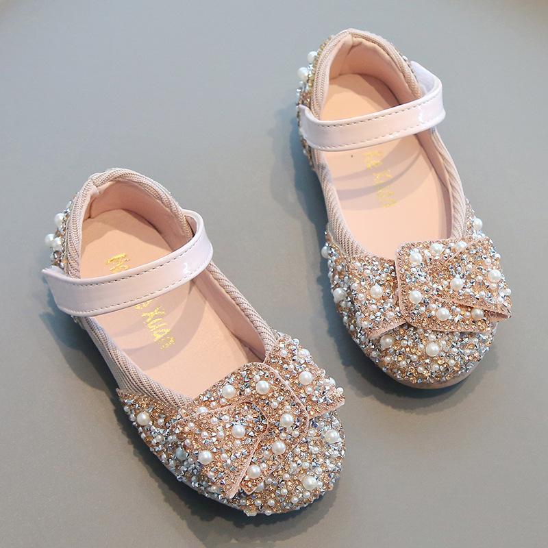 Baby Girl Princess Shoes Spring Autumn Dance Shoes Rhinestone Performance Shoes Bow Toddler Flats