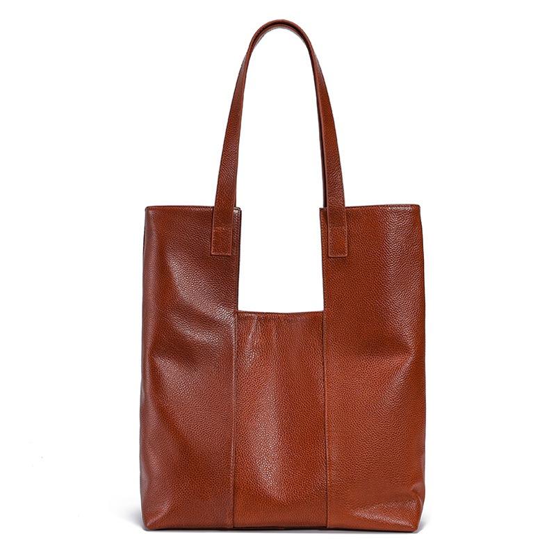 Большая сумка женская новая кожаная женская сумка большая вместимость сумка-тоут женская нишевая ретро дорожная сумка через плечо коричневый