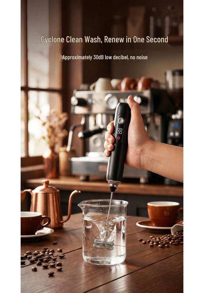 Smart Digital Milk Frother with Type-C Charging – Handheld Egg Beater & Coffee Frother