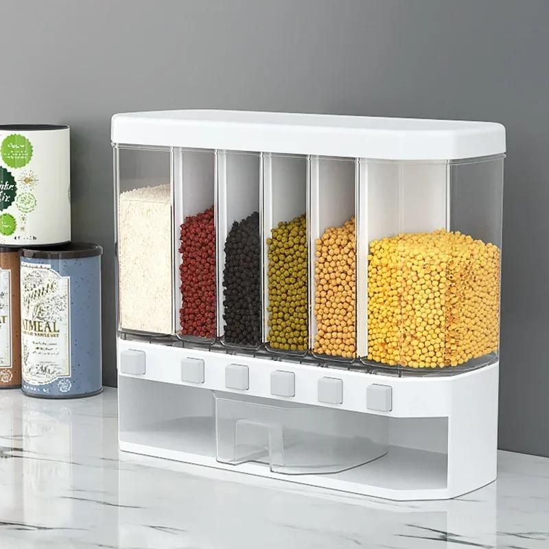 Grain and Cereal Rice Bucket Household Sealed Moisture-proof Kitchen Rice Storage Box Whole Grain Storage Dispenser