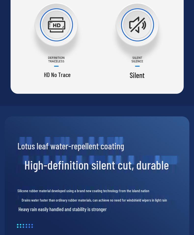 Silent Silicone Wiper Blades: Double 6-Layer Bone-Free Rubber for Front & Rear