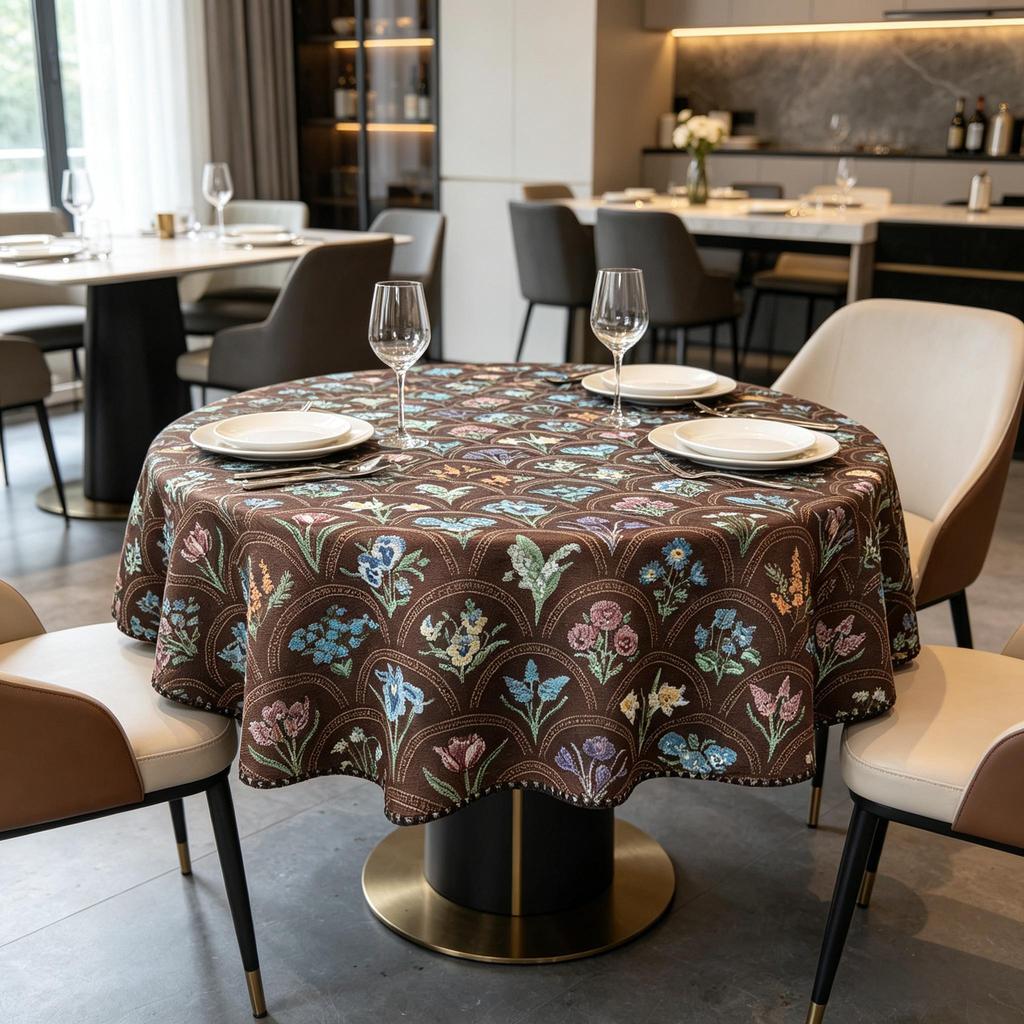 Kitchen Dining Table Living Room Home Use Cotton Fabric Round Tablecloth