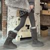 Women's fashion lightweight soft sole winter warm fur one snow boots padded lining non-slip casual sports tall cotton boots