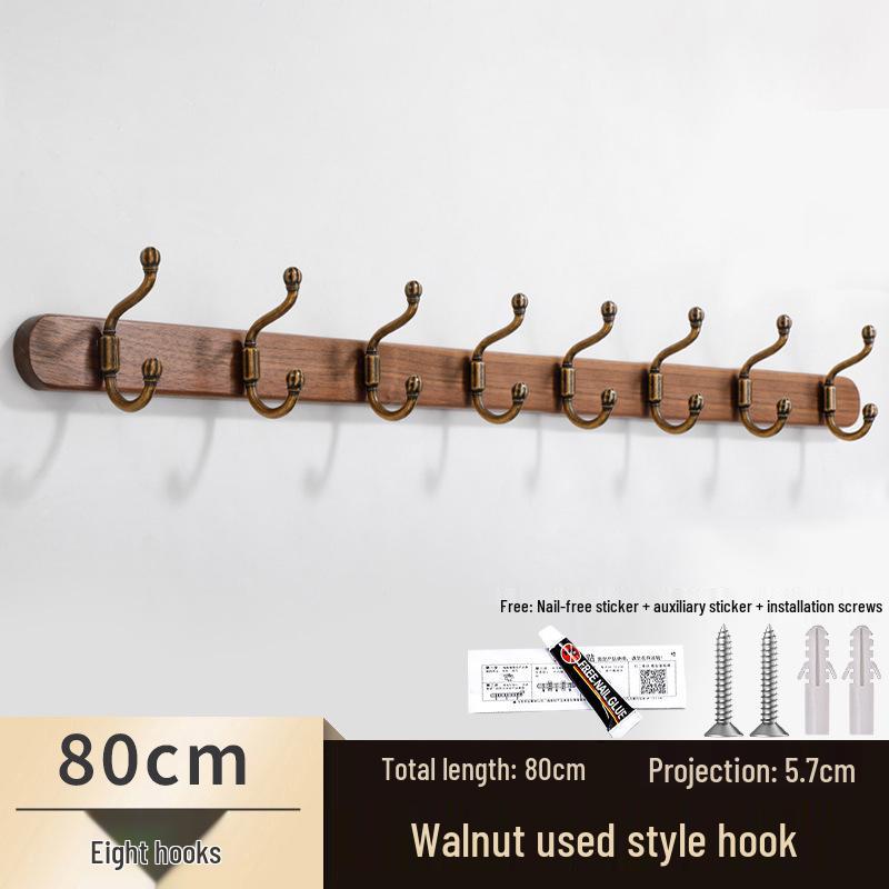 Chinese Style Solid Wood Wall-Mounted Coat and Hat Rack - Vintage Design