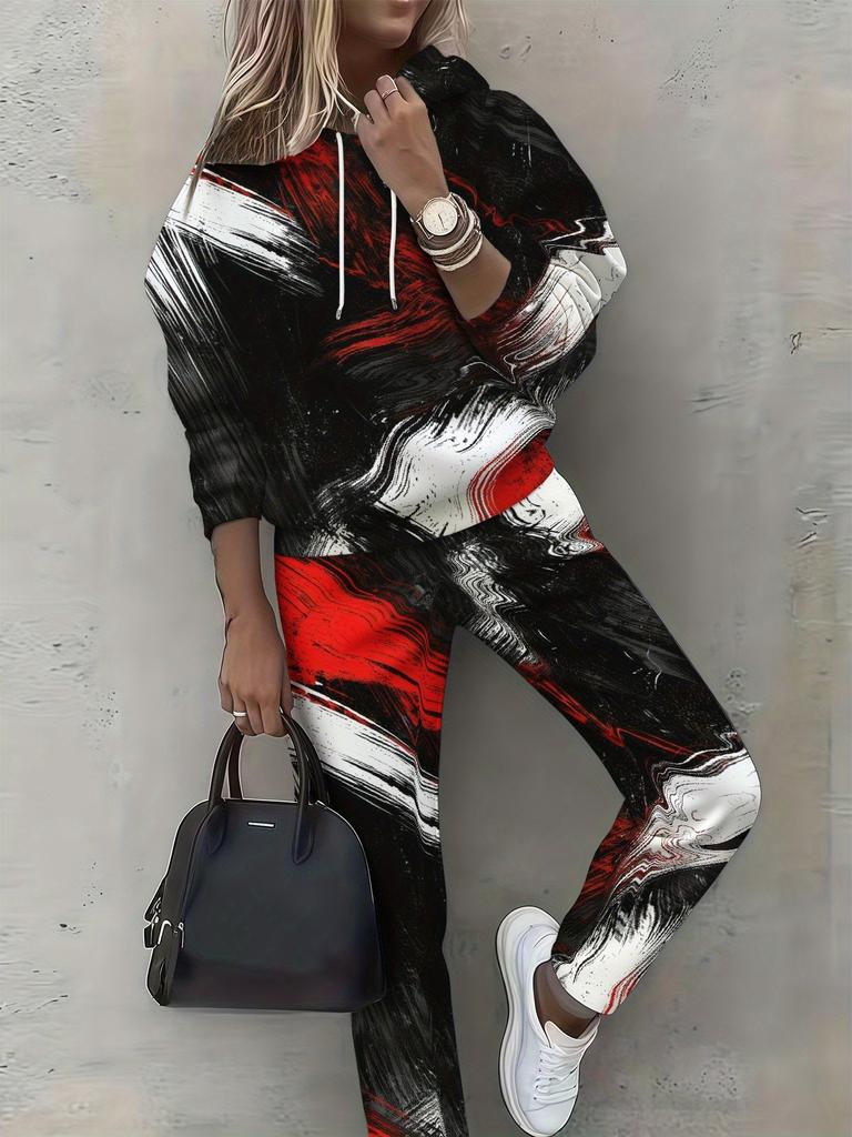 1116 New Women's Clothing European and American Spring and Autumn Floral Printing Casual Long-sleeved Sports Suit