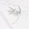 Swallow Brooch: Copper with Zircon and Pearl Pin
