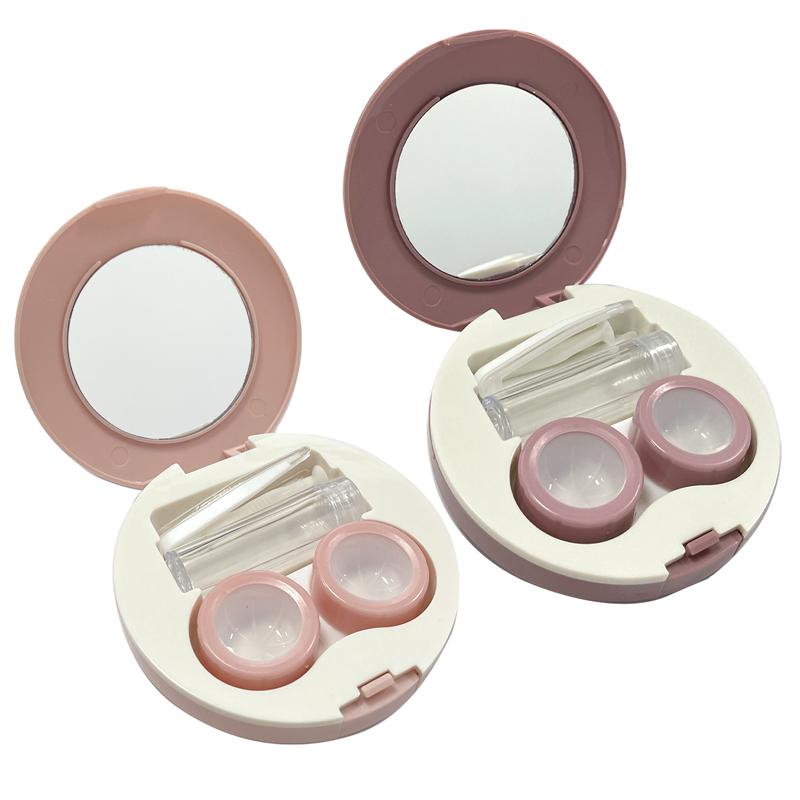 

2 Pack Cute Contact Lens Case Travel Kit, Contact Case with Mirror Tweezers Remover Tool Solution Bottle for Outdoor Office Daily Use