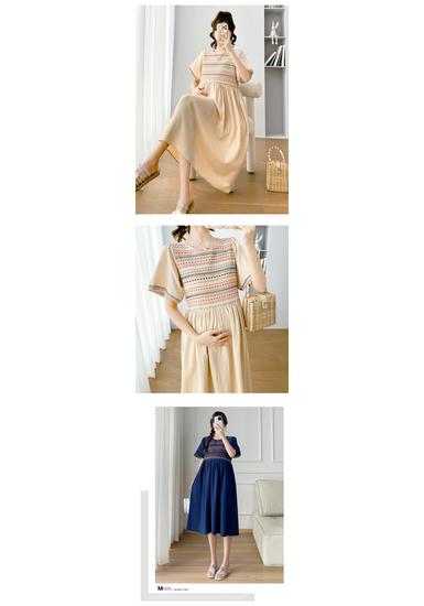 2026 Summer Embroidered Short Sleeve Maternity Dress