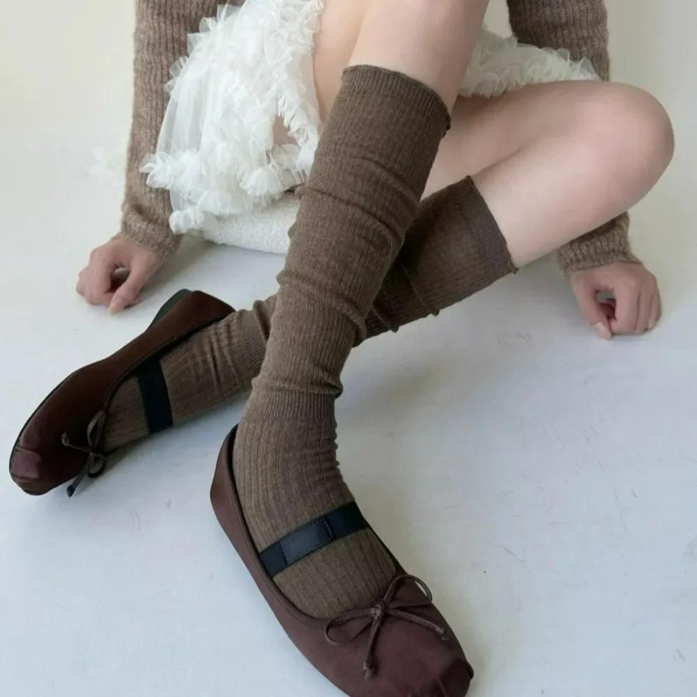 

2026 New Women s Autumn and Winter Pure Cotton Long Socks Paired with Boots Design Sense Lace Calf Pile Socks One Size