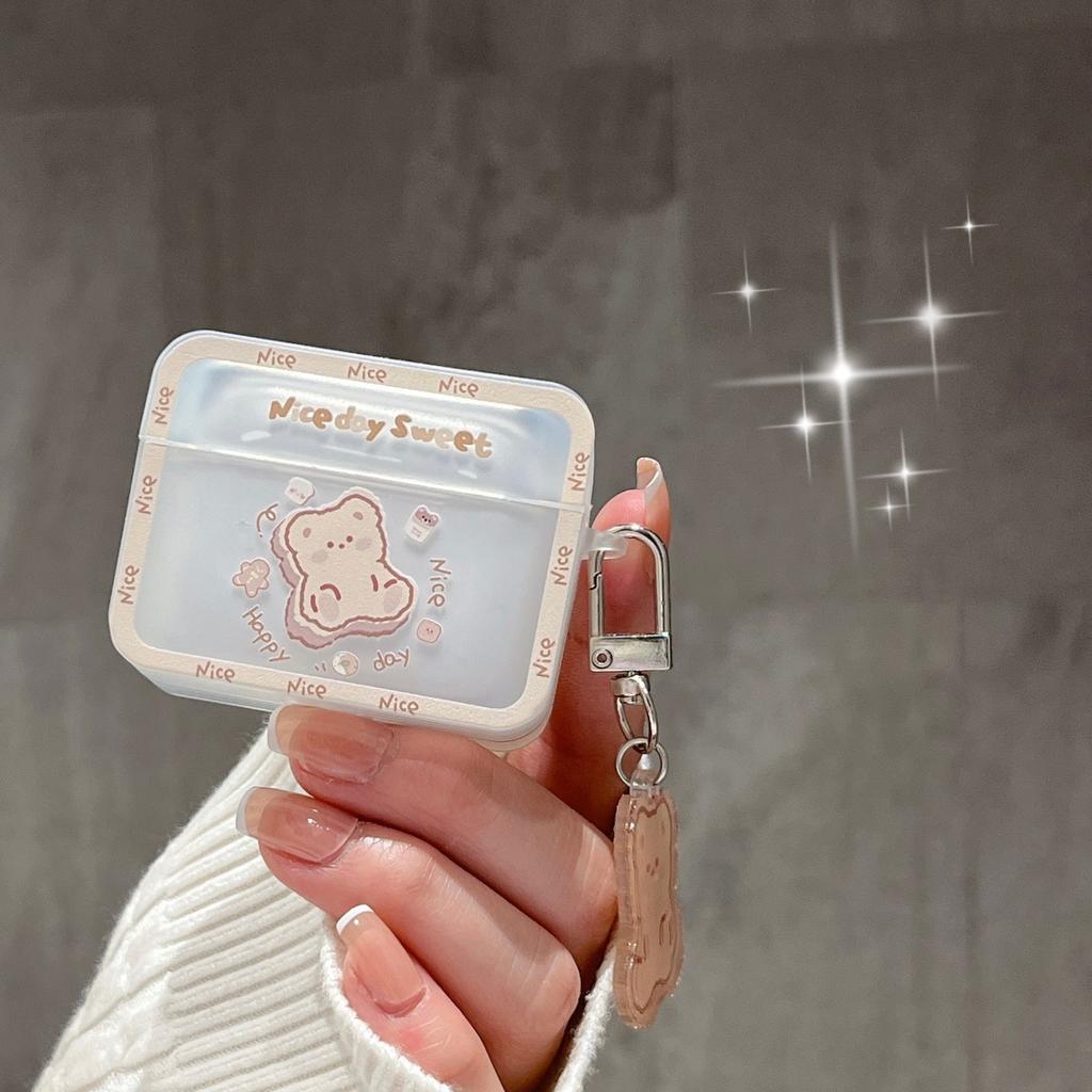 Cartoon bear for AirPods 1 generation square Apple new third generation 1Pro earphone case matte soft case