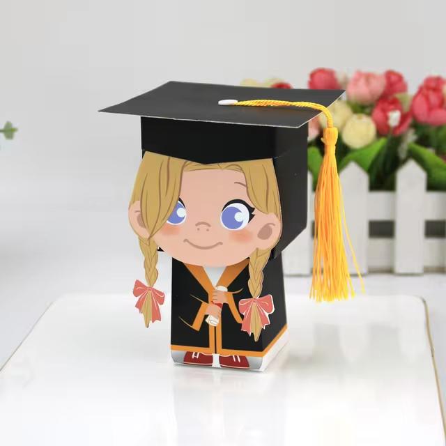 

Party Candy Gift Box Graduation Celebration Doctoral Hat Candy Box 3D Graduation Celebration Gift Packaging Candy Bag Decoration 10pcs&9.5x9.5x11cm