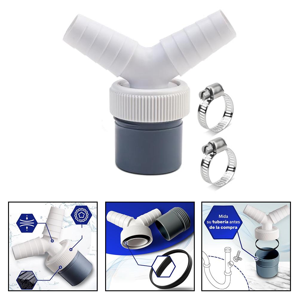 Drain Adapter Double Connection Y-type Washing Machine 1/4 Inch 40mm Three-way Two-in-one Connector Converter With Clamps