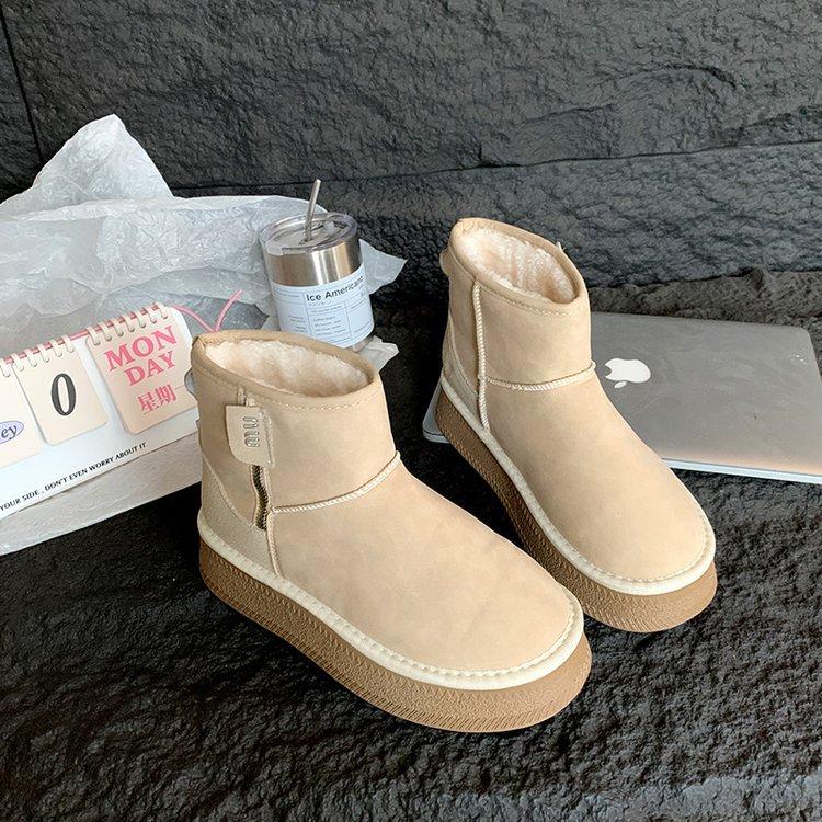 Soft leather version~ Thickened snow boots women's winter 2025 new thick-soled zipper warm casual non-slip cotton boots