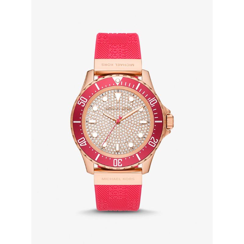 

Мужские часы Michael Kors Oversized Slim Everest с паве, покрытие цвета розового золота и ремешок из тисненого силикона MK7359 роза розовый