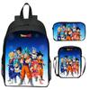 Dragon Ball Aufdruck Rucksack Set 3-teilig, Cartoon Schultasche für Kinder, Leichte Ergonomische Große Kapazität Kinder Buchertasche