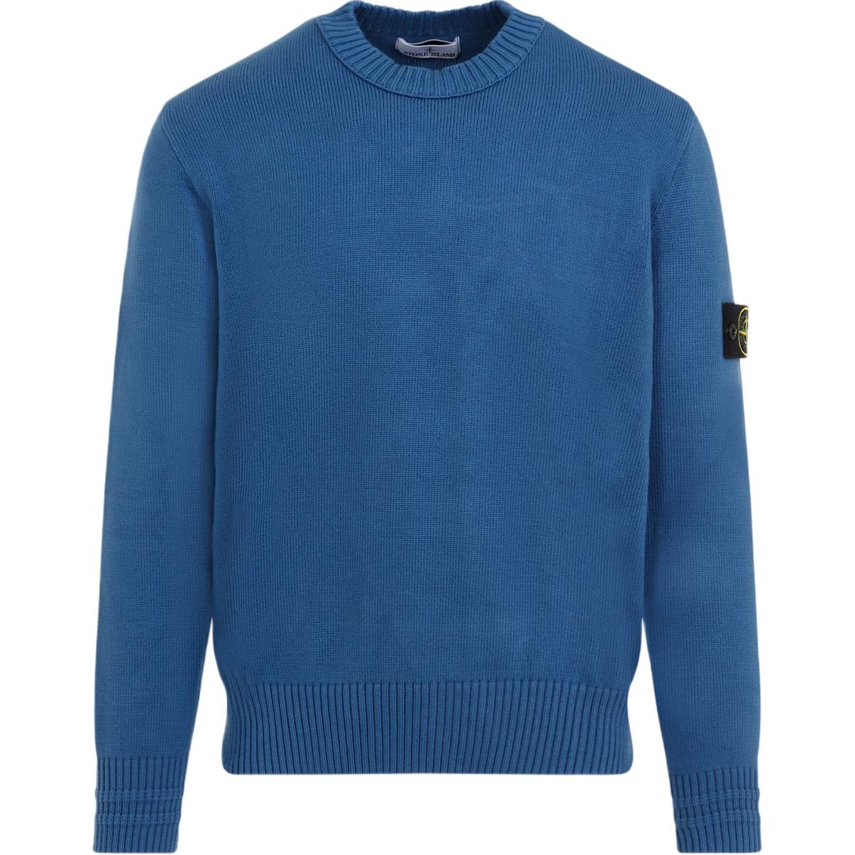

Stone Island Logo Patch Crew Neck Pullover Sweater Men sweater Blue 8115506A2-V0024 M