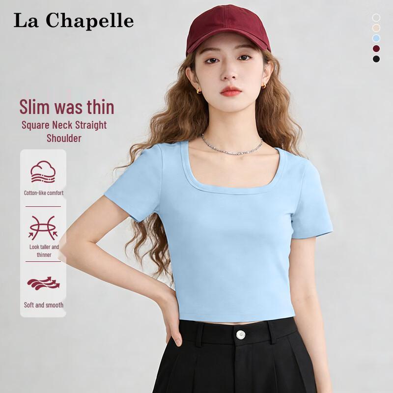 La Chapelle Women s Square Neck Slim Fit Short Sleeve T-shirt L