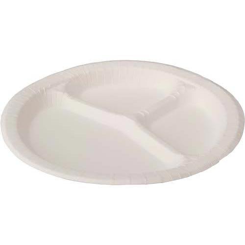Natural Pulp Paper Plates with Dividers, 24cm, 50 Count