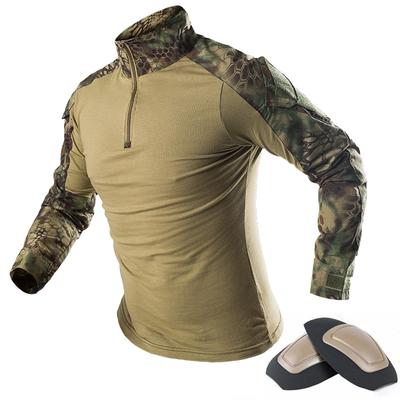 S-3XL Camouflage Men's T-shirt Combat T Shirt Hunting Outdoor Men's Long Sleeve T-Shirt with Elbow Pads