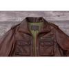 Chinese Size Vintage Red Brown Men Leather Jacket M65 Hunting Flight Jacket Genuine Cowhide Coat Autumn