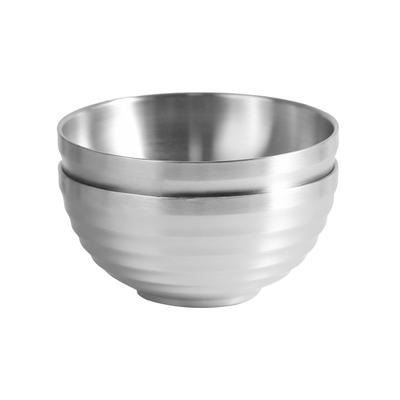 IMEEA Rice Bowls and Tea Bowls, Approximately 14cm Diameter, Dishwasher Safe, Lightweight, SUS304 Stainless Steel, Double Walled, Heat Resistant,