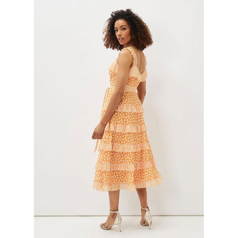 Plus Size Special Price ~ Niche Style Elegant Ruffled Polka-Dot Cinched Lace-up Sleeveless Waist Tied Dress