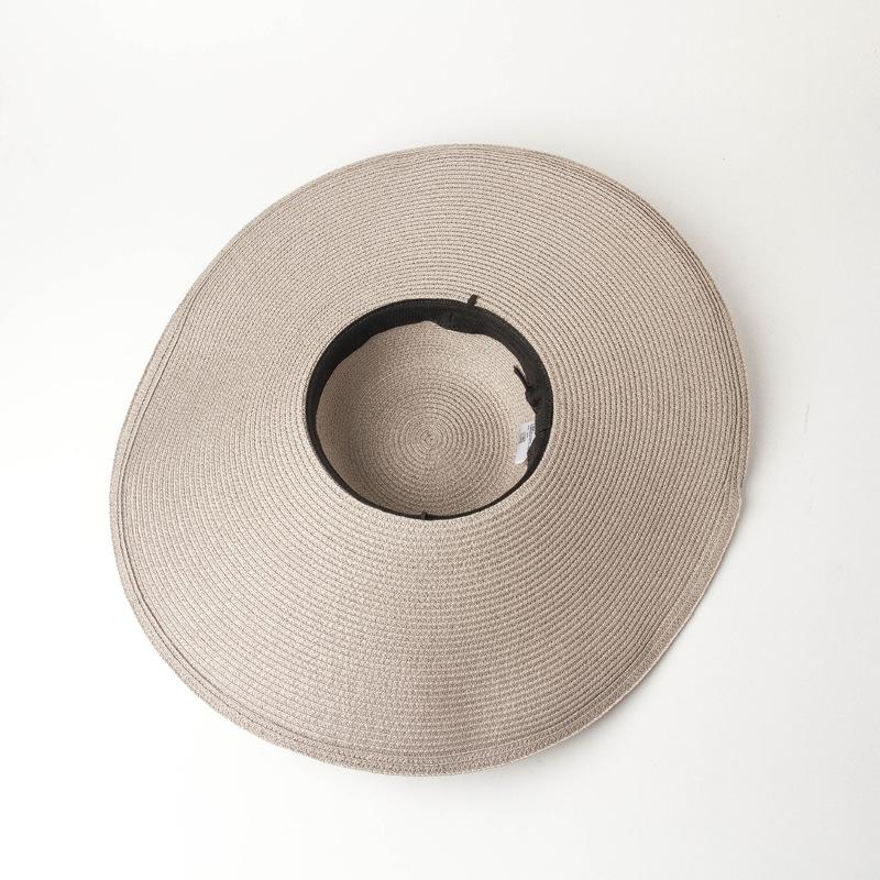 European, American spring and summer new simple bare dome big eaves papyrus straw hat outdoor shading sun protection travel beach straw hat