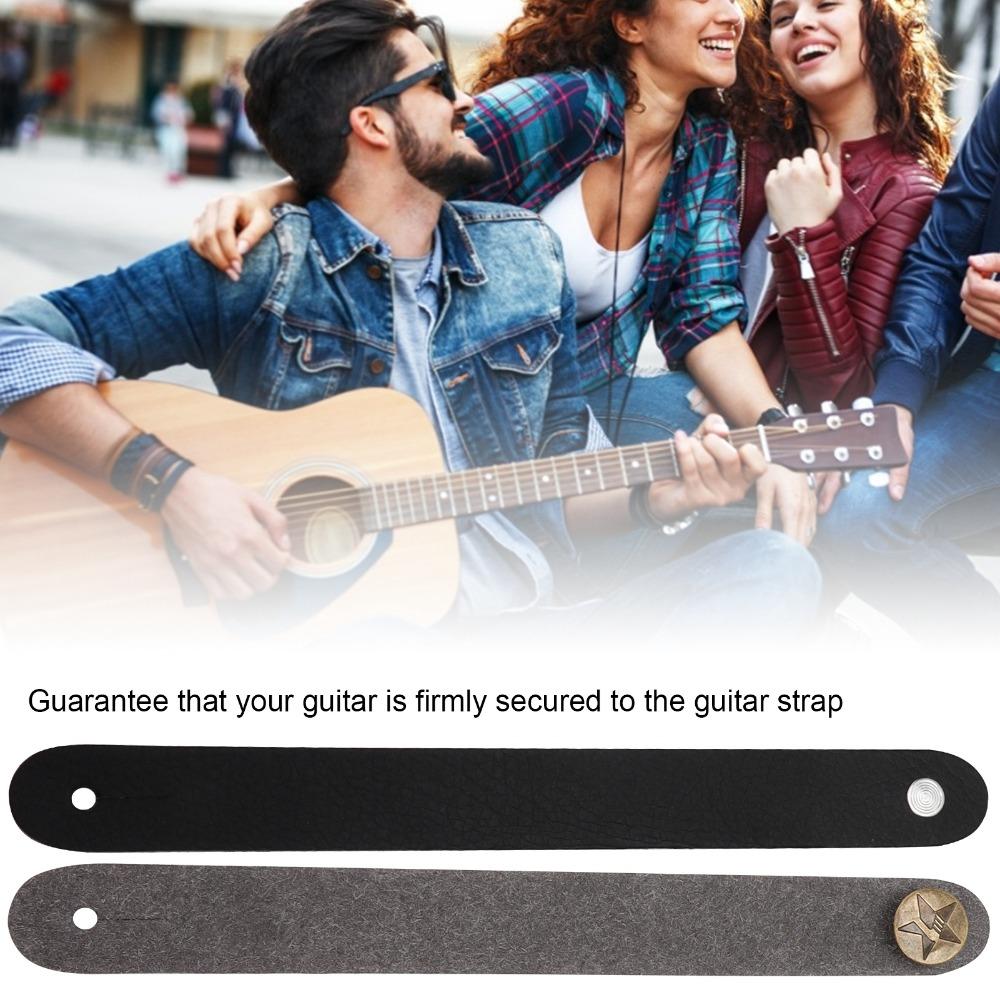 6PCS Leather Material Guitar Neck Strap Tie Black Guitar Strap Lock Headstock Strap Tie For Guitars