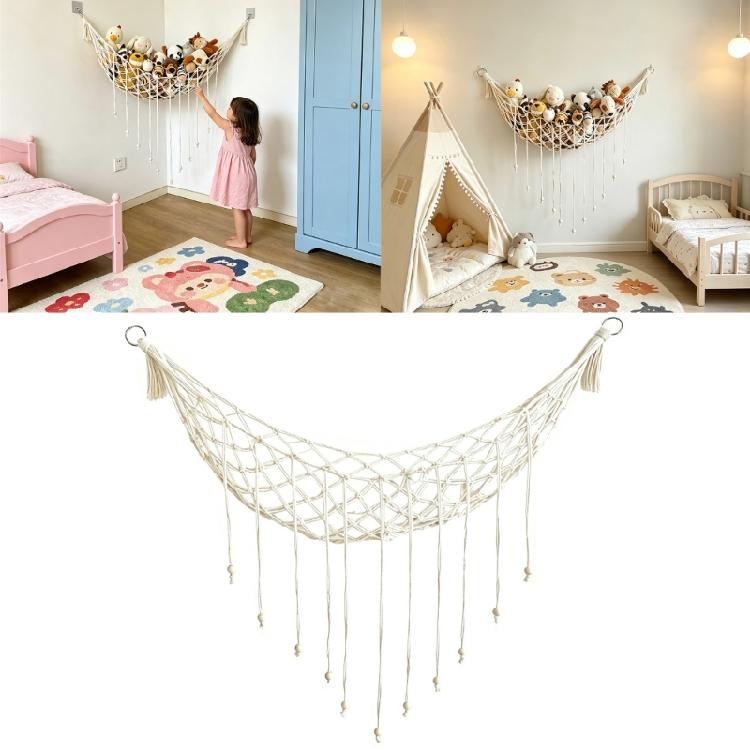 Durable Cotton Rope Storage Net For Multiple Plush Animals And Dolls Great For Kids Room Organization