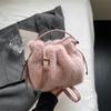Chic Red Plush Handbags for Women Autumn Winter Faux Fur Mini One Shoulder Crossbody Bags French Texture Soft Plush Clutch