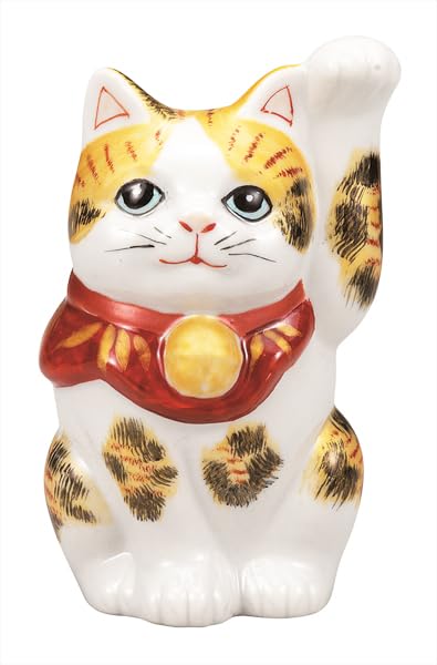 

Kutani Ware Iwataya with Gold Tricolor 3.3-inch Maneki-neko (Lucky Cat) K9-1559