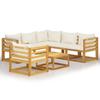 7 Piece Cream Garden Lounge Set with Cushions Solid Acacia Wood