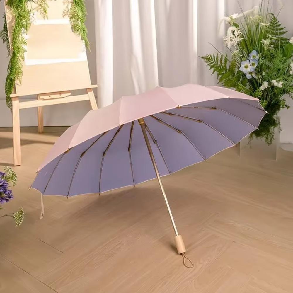 Strong Dual-purpose Umbrella Windproof Folding Umbrella Triple Fold Sunshade Umbrella Female