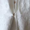 2025 Summer Korean Round Neck Tie-Up Embroidered Cutout Short Sleeve Women's Top