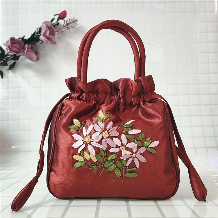 Women's Ethnic Embroidered Small Handbag: Clutch, Mommy, Bucket, Hanfu, and Phone Bag with Drawstring