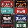 USA EAST City BOSTON MIAMI 15x30CM Plate Sports Tin Sign State Wall Decoration Metal Sign Home Decor Painting Plaques Art Poster