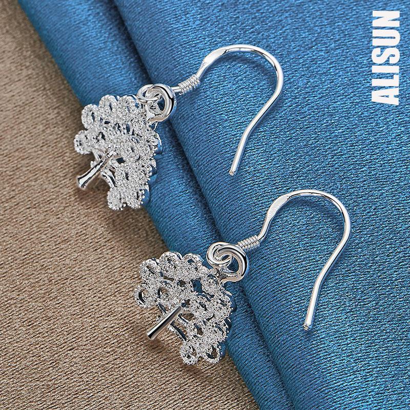 925 Sterling Silber Baumförmiger Anhänger Piercing Ohrringe Modischer Hochzeitsschmuck