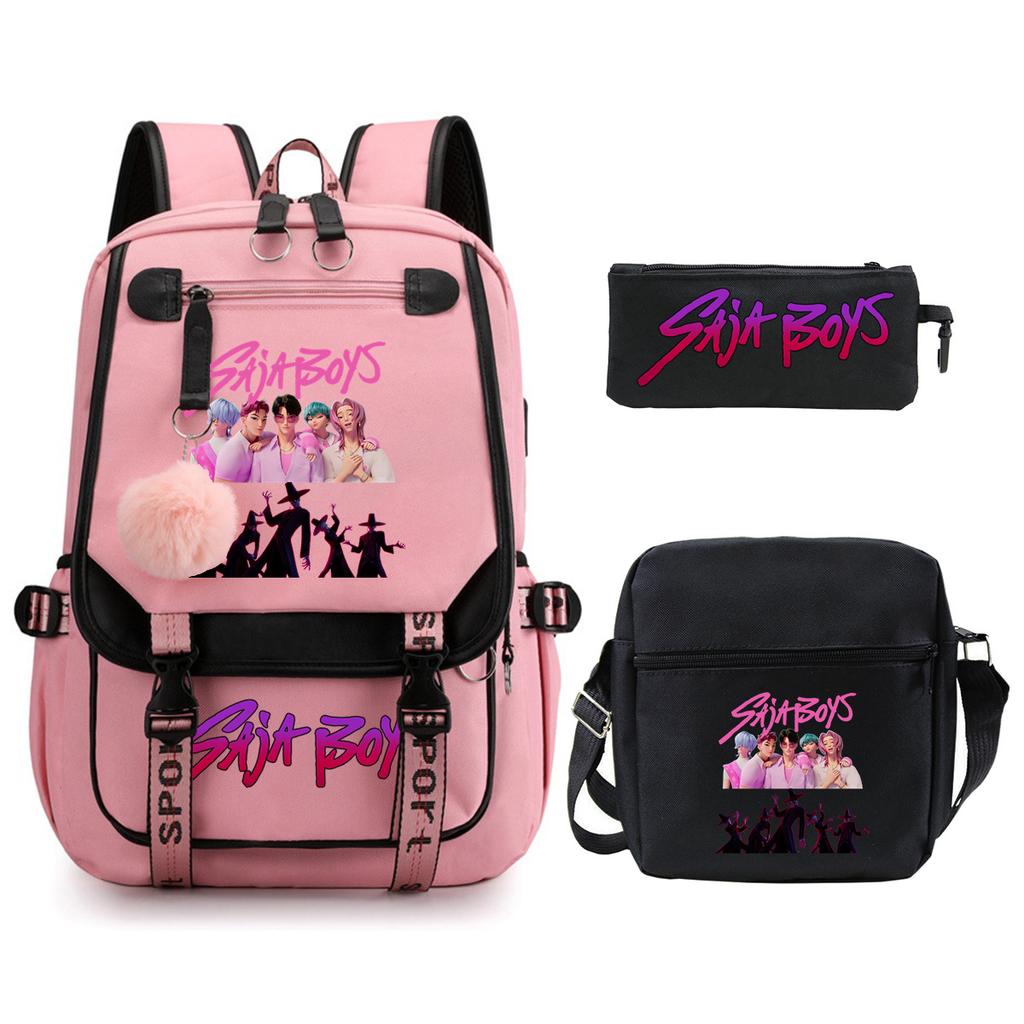 K-Pop Anime Cartoon Portable Shoulder Backpack Student Leisure School Bag Three-Piece Set