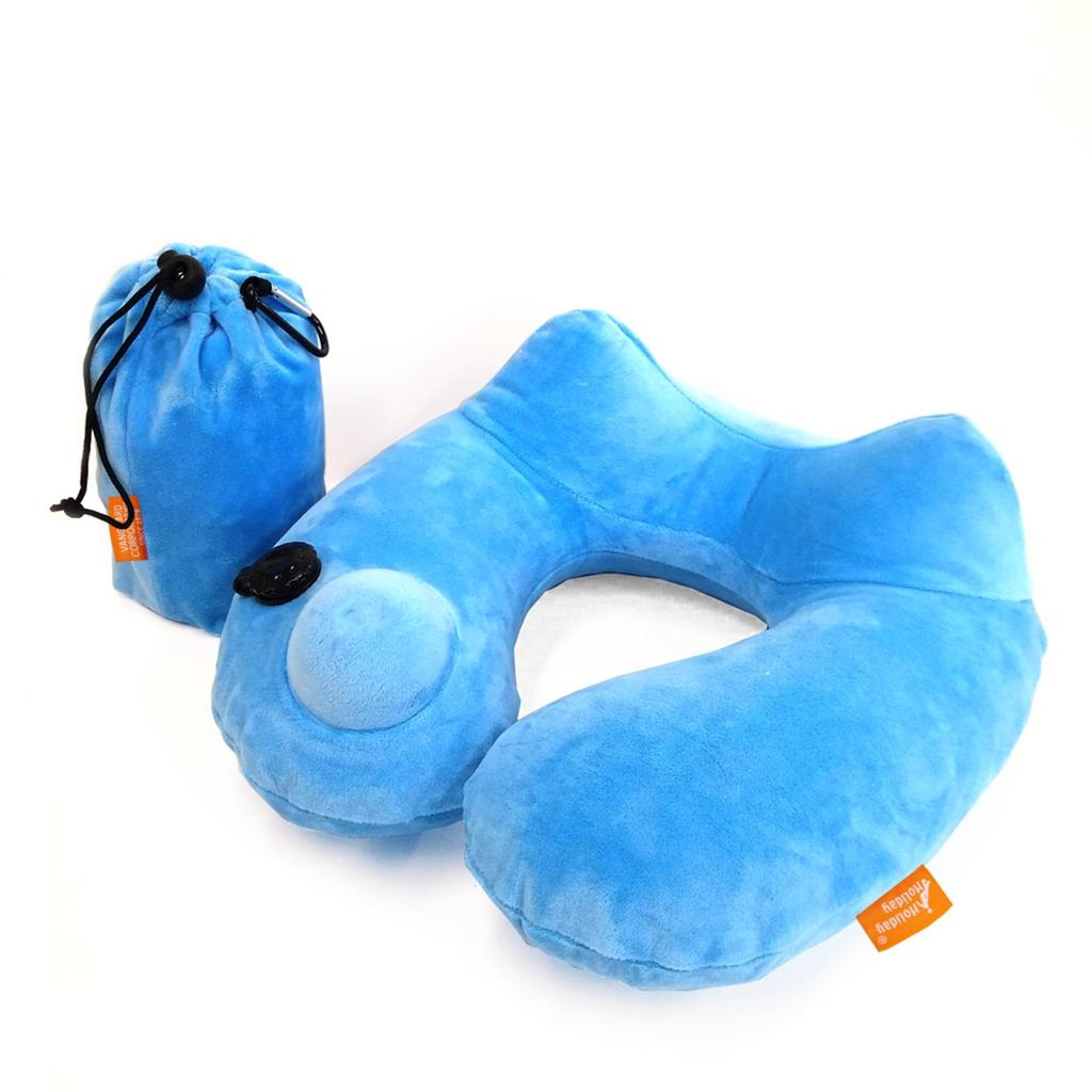 Vanguard Neck Pillow, Air Pillow, Travel Pillow, Pump-Operated, Adjustable Height, with Headrest, Compact, Storage Pouch, Convenient for Airplane