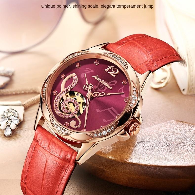 Ruch JINSHIDUN Zegarek marki JinshidUN Wodoodporny stalowy ceramiczny zegarek mechaniczny Zegarek damski Zegarek damski