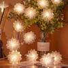 Bunte Blumen Glasfaser Lichterkette, 6M 40 LED Sternenfeuerwerk Lichterkette, Wasserdichte Lichterkette für Innen und Außen