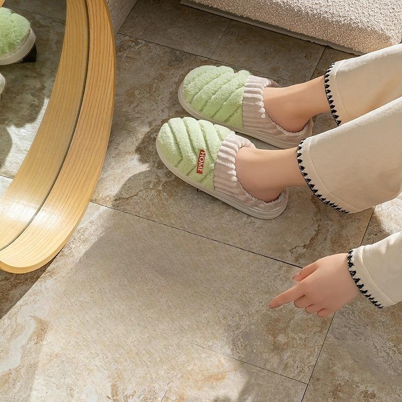 Home Cotton Slippers for The Female Couple, Indoor Thick-soled Shoes for The Male Couple